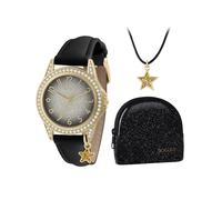 Tikkers Set regalo con orologio, collana e borsetta a forma di stella, colore: nero, Nero , Stella