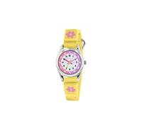Tikkers Girls Yellow Fabric Strap Flower Time Teacher Watch TK0155