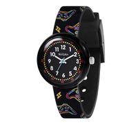 Tikkers Orologio analogico al quarzo con cinturino da gioco stampato nero per bambini, Nero , Minimalista