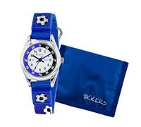 Tikkers Orologio da calcio per ragazzi in tela blu con cinturino a strappo, Blu, Moderno