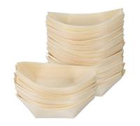 TIKODIDA 50 Pezzi Barchette in Legno per Sushi e Snack, Ciotole a Forma di Barca 8,5x6 Cm per Ristoranti e Catering, in Stile Giapponese per Buffet e Feste