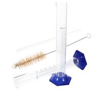 TIKODIDA Cilindri Graduati in Vetro 100 Ml Base Rotonda Antiurto 4 Pezzi Kit Laboratorio Chimico Contagocce e Bastoncino di Miscelazione per Uso Scientifico e Analisi di Laboratorio