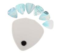 TIKODIDA Custodia Porta Plettri per Chitarra Bianca Piccola con Set Misto di Plettri Spessi per Chitarra Acustica ed Elettrica, Organizer Compatto per Musicisti e Borsa Portatile per