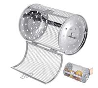 TIKODIDA Gabbia Girarrosto in Acciaio Resistente Antiruggine Cestello Rotante per Friggitrice ad Aria e Forno, Accessorio per Grigliate Cucina Grigio Argento