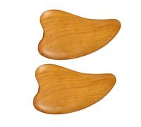 TIKODIDA Raschietto Gua Sha in Legno Naturale a Cuore 2 Pezzi, Strumento per Massaggio Viso e Sollievo Muscolare, Piastra Raschiante Leggera e Portatile per Relax e Prevenzione