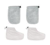 TIKODIDA Set e Massimizza L'assorbimento di Umidità 2 Paia Copripiedi e Guanti in Cotone e Peluche Mantiene Calda la Cera per Terapia Paraffina per Spa e Saloni di Colore Casuale