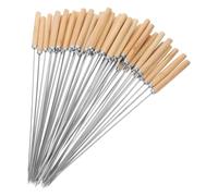 TIKODIDA Spiedini in Metallo Piatti per Barbecue, 50 Bastoncini Lunghi Manico in Legno, per Grigliate di Manzo e Agnello in Giardino