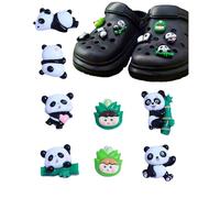 tikono Ciondoli 3D a forma di panda, 8 pezzi, decorazioni ornamentali a forma di scarpe a forma di animale, per scarpe, sandali e zoccoli, Plastica