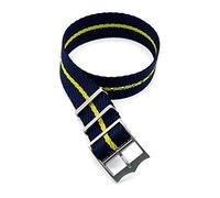 TikTako Cinturino Bracciale 22mm in nylon sostituzione Cinturino Nato 20mm Black Navy Giallo, 22mm