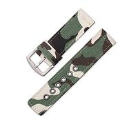 TikTako Cinturino della tela di nylon 18mm/20mm/22mm/24mm Camo Watch Band Camouflage verde, 22mm