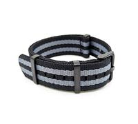 TikTako Nylon Nato cinturini 20mm/22mm morbida Cinturino impermeabile Sport colorato cinturino Nero Grigio B, 22mm