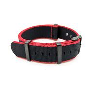 TikTako Nylon Nato cinturini 20mm/22mm morbida Cinturino impermeabile Sport colorato cinturino Rosso Nero B, 22mm