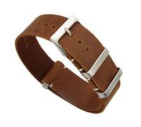 TikTako Pelle Nato cinturino 18mm/20mm/22mm/24mm in acciaio inox Fibbia Uomini Strap Sostituire Bracciale caffè, 18mm