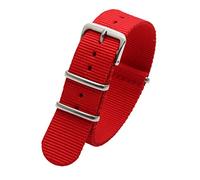 TikTako Sport Watch Band 18mm/20mm/22mm/24mm in nylon Nato Cinturino in acciaio inox fibbia della cintura Rosso, 22mm
