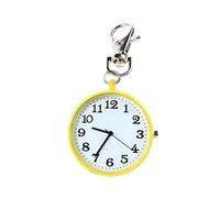 TikTako Unisex rotonda Dial quarzo portachiavi Orologio da tasca portachiavi Pocket Watch Giallo