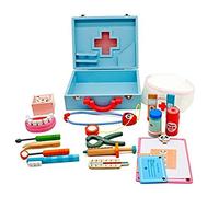 TikTakToo Valigetta per medici per bambini con accessori, in legno, colore blu