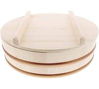 TIKUSAN Hangiri - Vasca per mescolare riso e sushi, in legno, con fascia in polipropilene, con coperchio, realizzata in Giappone, in abete Momi, per sushi, riso, sushi oke (33 cm)