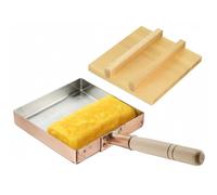 TIKUSAN Padella giapponese Tamagoyaki in rame con coperchio in legno 24 × 24 cm, forma quadrata