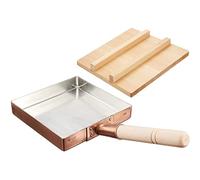 TIKUSAN Padella giapponese Tamagoyaki Omelette Padella in rame con coperchio in legno Made in Japan Padella quadrata per uova 21,1 cm (21 × 21 cm)