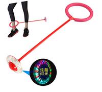 Tikwisdom Palla LED a gamba singola lampeggiante che salta per bambini, per attività all'aperto, energico, giocattolo per bambini (rosso)