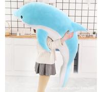 Tikwisdom Peluche delfino, cuscino di peluche con delfino, bambola super morbida, animale marino, giocattolo regalo per bambini, (blu 120 cm di lunghezza)