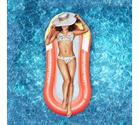 Tikxlafe Gonfiabile Poltrona Lounge Materassino,Amaca gonfiabile per acqua con rete, amaca per piscina con rete (Rosso)
