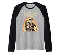TIL Kiss Cam Do Us Apart Scheletro Coppia Maglia con Maniche Raglan