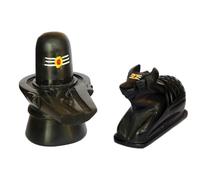 Tilak - Statua decorativa in marmo nero, dipinta a mano con idolo Shivling e Nandi Idol, decorazione da esposizione, per casa, ufficio, cruscotto auto, lavoro, luoghi Pooja - Confezione da 1 (Shivling