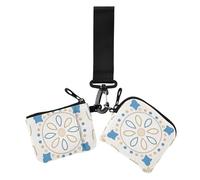 Tile Boho Verde Blu Tribe Portafogli da donna Custodie per carte di credito di dimensioni compatte Organizzatori di denaro da donna con tasca con cerniera per signora 2 pezzi