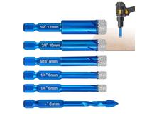 Tile Drill Bits Set - 6 Piece Masonry Pack | Ceramic Glass Tool | T-Shaped 6-Piece Set, Reusable Clear Mouth Gag, Vet & Home Grooming, Portable Travel Size, for Puppy Tooth Cleaning & Care