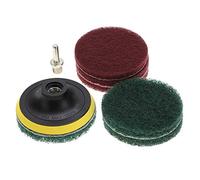 Tile Scrubber Drill Attachment | 6 Nylon Pads for Grout/Stainless Steel/Metal | Non - Scratch Care Tool with Hook & Loop Design | 10mm Shaft