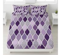 Tile Super King Size, lenzuolo con angoli elasticizzati 3 pezzi con 2 federe, in morbida microfibra, con stampa a mosaico a diamante, profondità 30 cm, set di biancheria da letto 180 x 200 cm