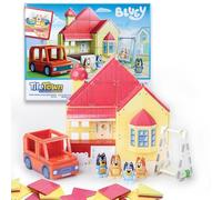 Tile Town Bluey Heeler Family Home - Set da gioco con piastrelle magnetiche interattive, 52 pezzi, include figure Bluey e Bingo, piastrelle d'azione