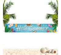 TILEZE Banner per portico estivo, banner da spiaggia estivo - Piscina hawaiana da spiaggia che tira il fondo della bandiera,Decorazione per interni ed esterni del cortile, sfondo della cabina