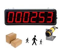 TiLeze Contatore digitale a LED, contatore fino a 999999, con sensore a infrarossi, distanza del sensore 70 cm, contatore visitatori per persone rosse da 3 pollici, per linea di produzione in fabbrica