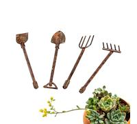 TILEZE Strumenti agricoli per la casa, casa del rastrello | Piccoli Strumenti di fattoria - Piccola zappa e rastrello da giardino in 1:12, per la decorazione della scena della casa