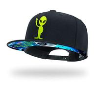 tilgomedal Cappelli Snapback per gli uomini Skull Ricamo Regolabile Solido Piatto Bill Cappello Unisex Cappelli da Baseball, Bk Alien, Large-X-Large