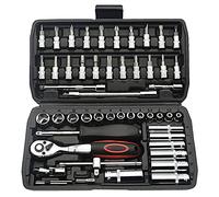 TILIBOTE - Set di chiavi a bussola, 53 pezzi, set di chiavi a cricchetto da 1/4 di pollice e barra di estensione per barra cardanica, set per riparazioni automobilistiche e uso domestico