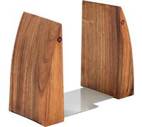 TILISMA Fermalibri per scaffali, fatti a mano, in legno, con base in metallo, albero di noce, robusti supporti per libri pesanti, accessori decorativi moderni per tenere saldamente i libri sulla