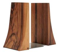 TILISMA Fermalibri per scaffali, fatti a mano, in legno, con base in metallo, albero di noce, robusti supporti per libri pesanti, accessori decorativi moderni per tenere saldamente i libri sulla