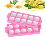 Tilizan 2 Pezzi Quadrato e Rotondo Stampo in Plastica per Ravioli, Quadrati Tondi Confezione Stampi per Ravioli,Stampo per 10 Ravioli, Per Fare Ravioli, Riutilizzabile (Rosso chiaro)