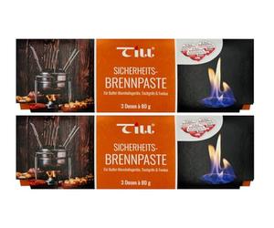 Till Brennpaste 2 bruciatori per fonduta per gel/pasta per fonduta, 6 barattoli da 80 g