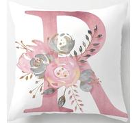 Tillskuch Federa decorativa quadrata con lettera dell'alfabeto, decorazione per la casa, per soggiorno, divano, camera da letto, con cerniera invisibile, 45 x 45 cm (rosa R)