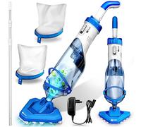 tillvex Aspirapolvere per piscina con batteria e asta telescopica + filtro di ricambio fino a 15 m³, aspiratore elettrico per piscina con filtro e 60 minuti di autonomia, set di pulizia senza fili