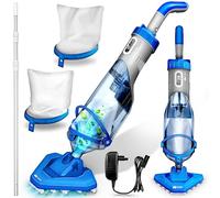 tillvex Aspirapolvere per piscina con batteria e asta telescopica + filtro di ricambio fino a 15 m³, aspiratore elettrico per piscina con filtro e 60 minuti di autonomia, set di pulizia senza fili