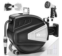 tillvex Avvolgitubo da Giardino 15+2m | Avvolgitubo da Parete e tubo da giardino | Girevole di 180° | Scatola con avvolgitubo automatico | Riavvolgimento Automatico con Sistema di Blocco