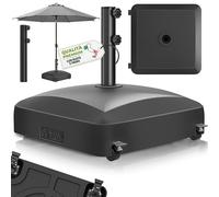tillvex® Base per ombrellone PAVERA e Ruote e Freni | Zavorra ombrellone riempibile 37L/56kg | Piedistallo per ombrelloni Giardino e Mercato Ø1,8-3,7m | Resistente a intemperie e UV (Nero)