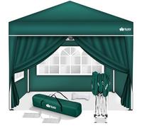 tillvex Gazebo 3x3m impermeabile | Gazebo pieghevole pop-up regolabile in altezza | Tenda da giardino protezione UV 50+ | Tenda Padiglione con borsa (Verde- con 4 Laterali)