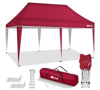 tillvex Gazebo 3x6m da Giardino | Gazebo pieghevole regolabile in altezza | Tenda Pop up impermeabile da protezione UV 50+ | Tenda Padiglione + Sacca di Trasporto (Rosso - senza pannelli laterali)