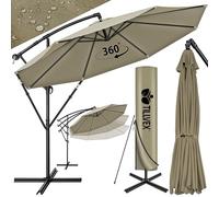 Tillvex Ombrellone da Giardino Ø 300 cm Manovella | Asta per Terrazza, Balcone | Aliminio UV-Resistente, Impermeabile | Base Inclusa